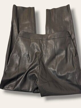 Lulus Pants Womens M Faux Leather Straight Leg Paneled Knee Black Lined Y17283